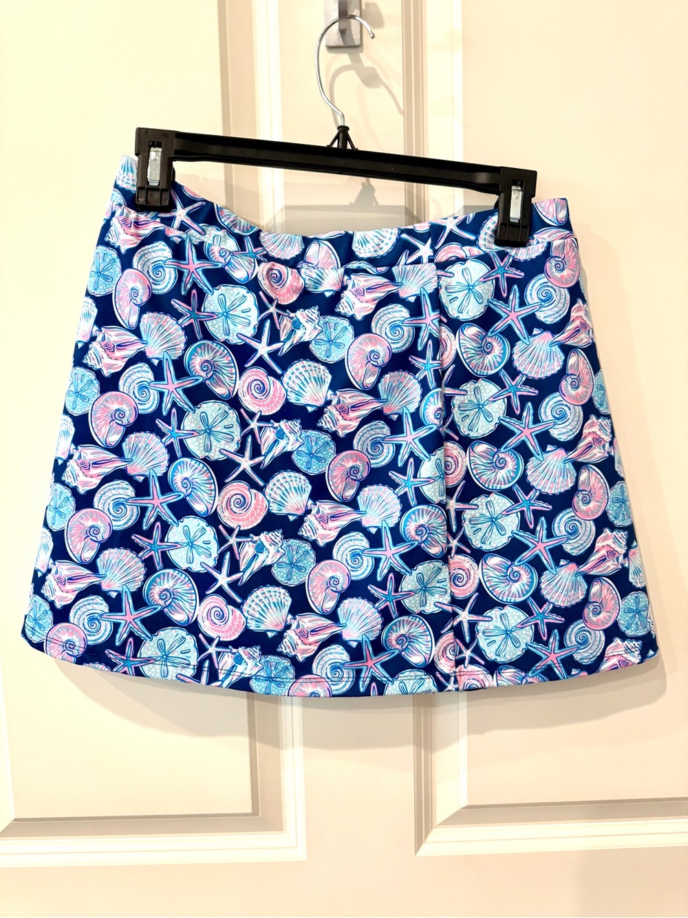 Simply Southern Navy Seashell Print Skort with Pastel Accents, medium. - Picture 3 of 5
